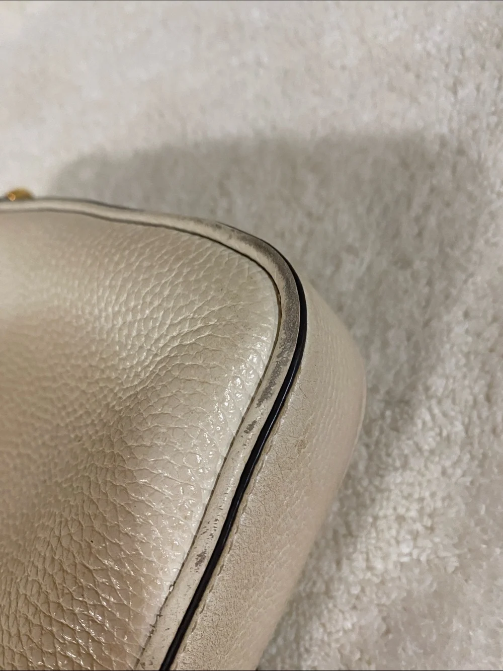 kate spade Cream Pebbled Leather Crossbody with Gold Chain Accent